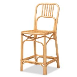 Baxton Studio Ivora Modern Bohemian Natural Brown Rattan Counter Stool
